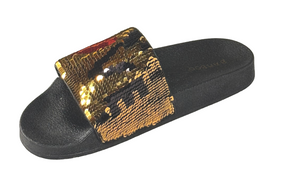Bamboo Cozy-48S Women’s Sequin Slide Sandals – Open Toe Slip-On Comfort Slides
