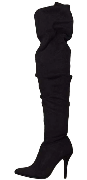 Qupid Monet-23 Black Over-the-Knee Boots | Stiletto Heel Thigh High Stretch Boots