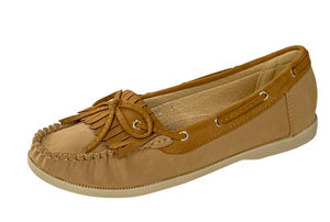Studio 38 Neena-12 Women’s Moccasin Flats – Fringe Bow Slip-On Casual Loafers