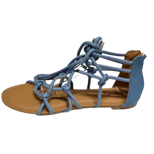 Qupid Lana-455 Strappy Wrap Around Open Toe Flat Sandal