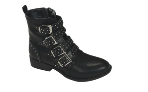 Qupid Vinci-58 Ankle Booties | Multi-Strap Studded Fashion Boots