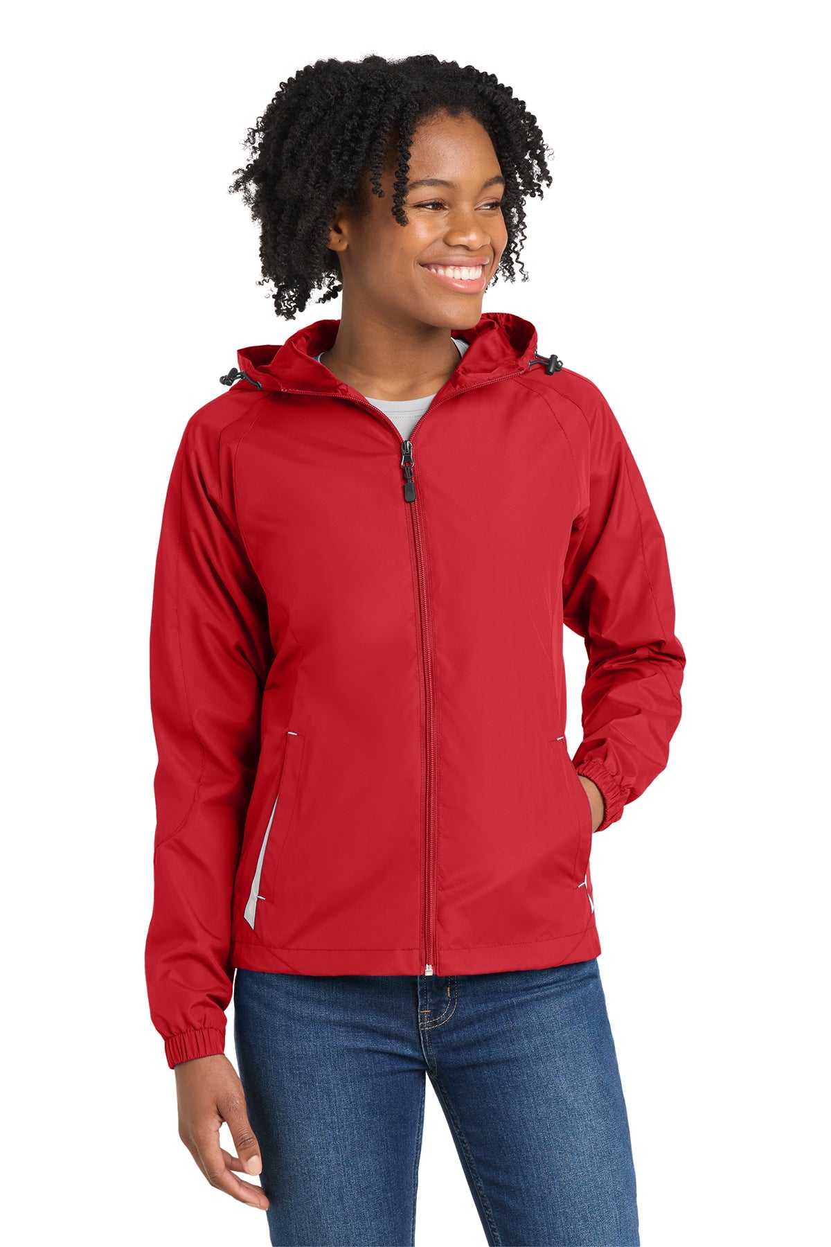 Sport-Tek Ladies Colorblock Hooded Raglan Jacket. LST76