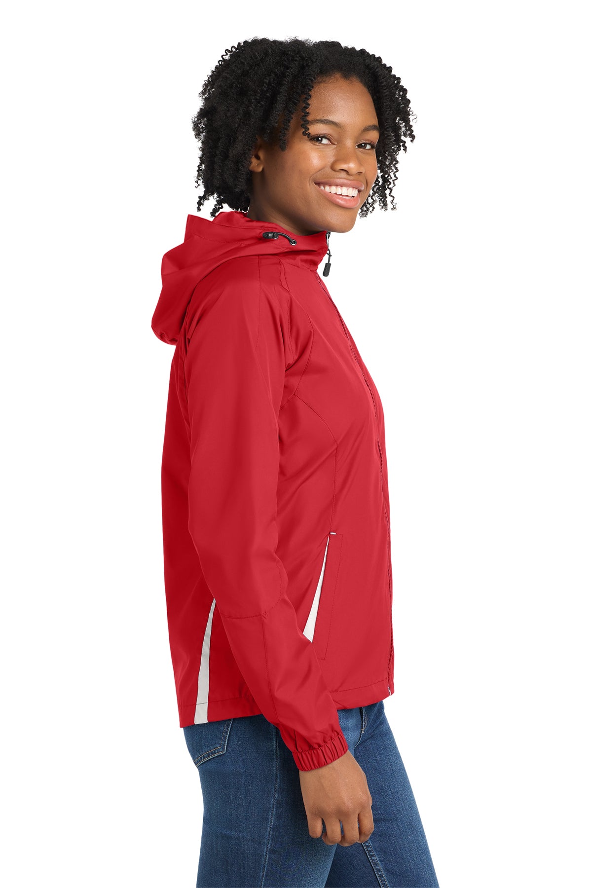 Sport-Tek Ladies Colorblock Hooded Raglan Jacket. LST76