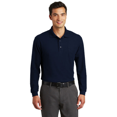 Port Authority Long Sleeve Silk Touch Polo with Pocket.  K500LSP