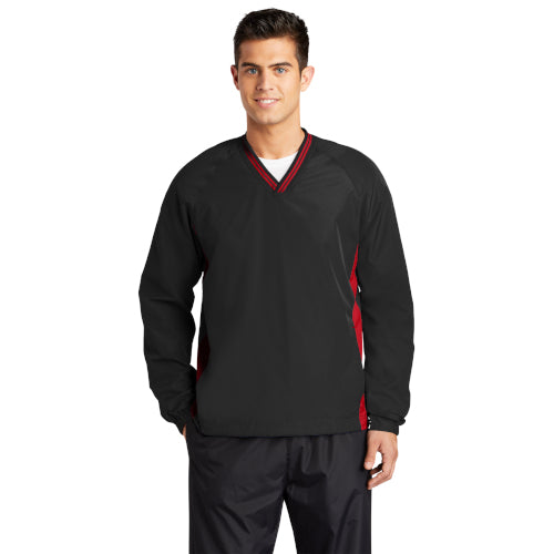 Sport-Tek Tipped V-Neck Raglan Wind Shirt. JST62