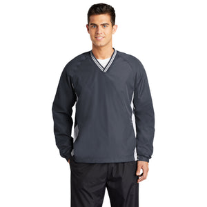 Sport-Tek Tipped V-Neck Raglan Wind Shirt. JST62