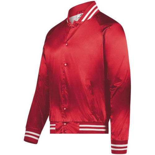 Satin Baseball Jacket Striped Trim