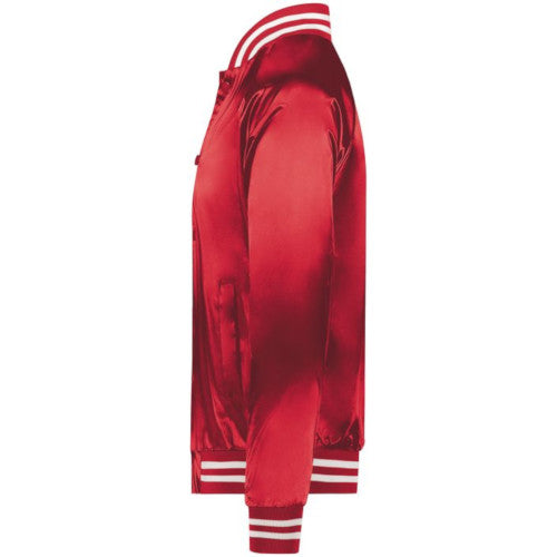 Satin Baseball Jacket Striped Trim