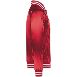 Satin Baseball Jacket Striped Trim