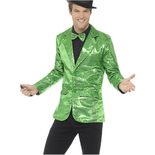 Smiffys Costumes Mens Fancy Dress Green Sequin Magicians Tuxedo Jacket Costume
