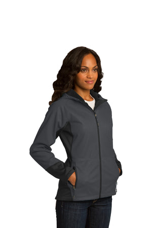 Port Authority Ladies Vertical Hooded Soft Shell Jacket. L319