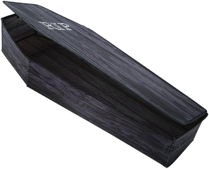 60" Wood-Print Coffin Prop with Lid