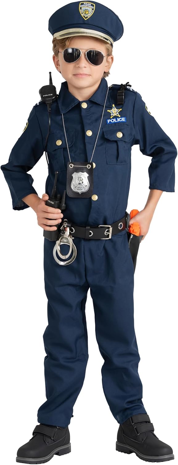 Dress Up America Police Costume for Kids – Cop Uniform Set with Accessories