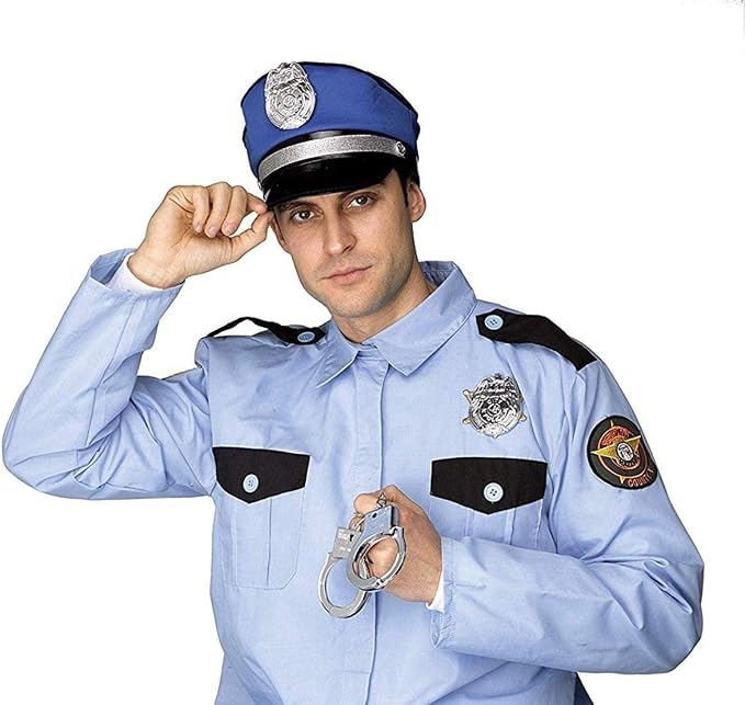 Fun World Police Man 3pc Men Costume Accessory Set Blue Black Silver One-Size