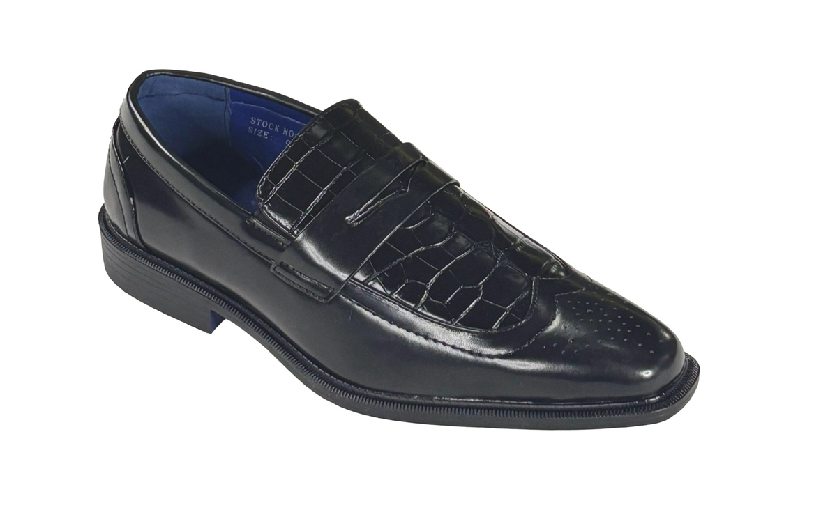 Roberto Chillini 6572 Men’s Croc Embossed Penny Loafers Dress Shoes Classic Slip-On