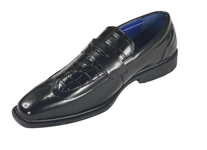 Roberto Chillini 6572 Men’s Croc Embossed Penny Loafers Dress Shoes Classic Slip-On