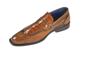 Roberto Chillini 6572 Men’s Croc Embossed Penny Loafers Dress Shoes Classic Slip-On