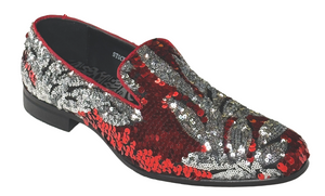 After Midnight 6733 Men’s Sequin Smoking Shoes – Floral Slip-On Dress Loafers