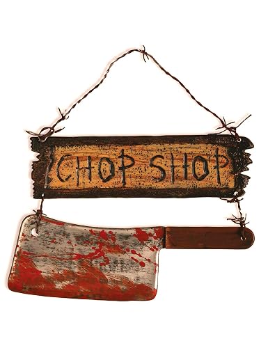 Forum Novelties Scary Chop Shop Sign With Cleaver Halloween Prop