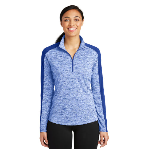 Sport-Tek Ladies PosiCharge Electric Heather Colorblock 1/4-Zip Pullover. LST397