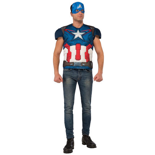 Avengers Age Of Ultron Adult Captain America Muscle Chest Costume Top and Mask