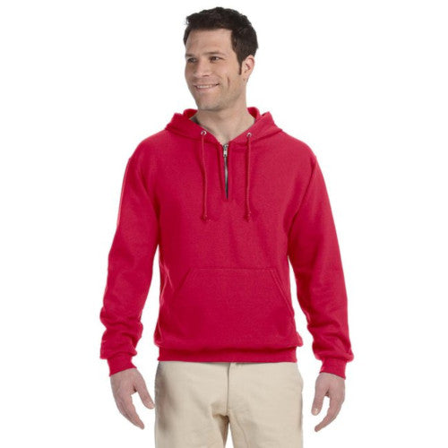 Adult 8 oz. NuBlend® Fleece Quarter-Zip Pullover Hood