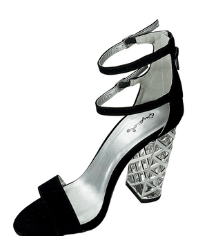 Qupid Adeline-02 Clear Lucite Block Heel Sandals