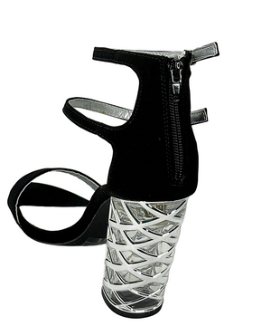 Qupid Adeline-02 Clear Lucite Block Heel Sandals