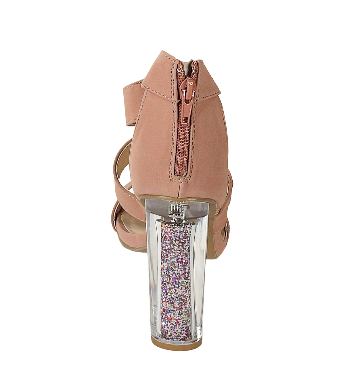 Qupid Adeline-02 Clear Lucite Block Heel Sandals
