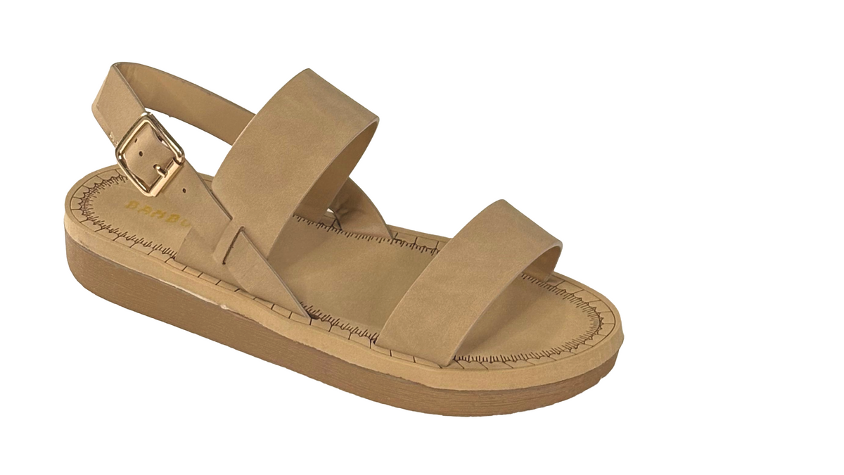 Bamboo Upraise-10S Women’s Double Strap Sandals – Adjustable Buckle Comfort Slingback Flats