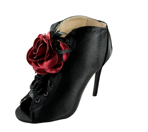 Qupid Ara-382 Women’s Floral Peep Toe Stiletto Heel Booties