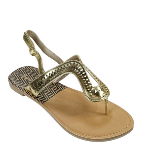 Qupid Athena-1023A Women’s Laser Cut T-Strap Flat Sandals