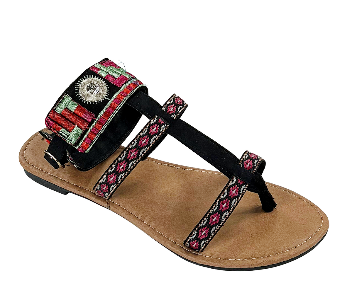 Qupid Athena-1173 Women’s Boho Embroidered Gladiator Sandals