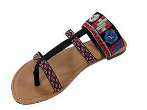 Qupid Athena-1173 Women’s Boho Embroidered Gladiator Sandals