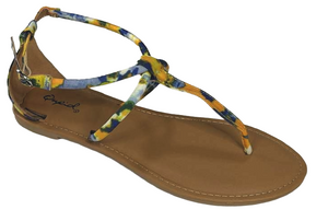 Qupid Athena-1304 Women’s Flat Sandals Ankle Strap Thong Boho Multi Fabric