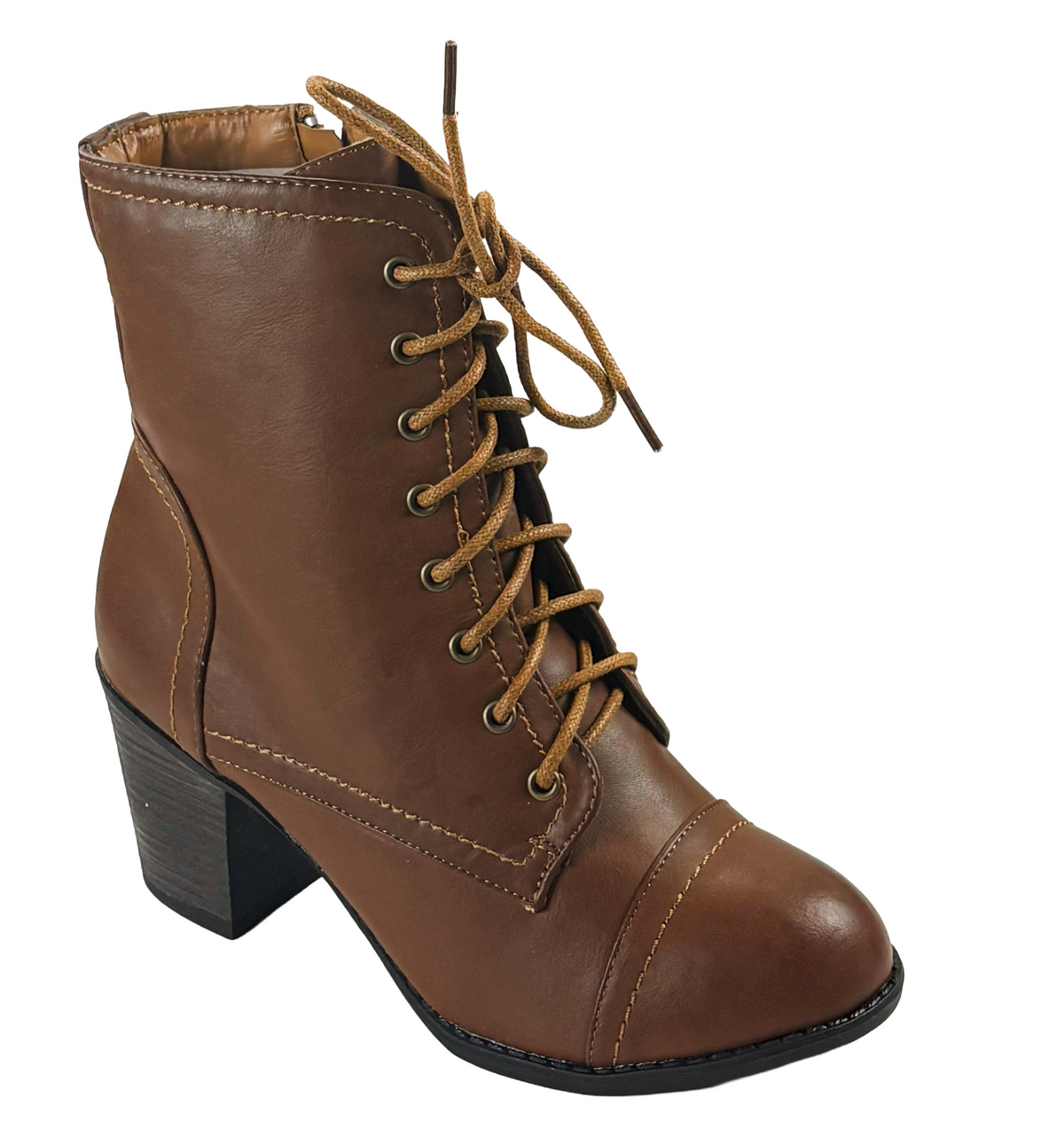 Bamboo Baxter-01 Women’s Lace-Up Chunky Heel Ankle Boots