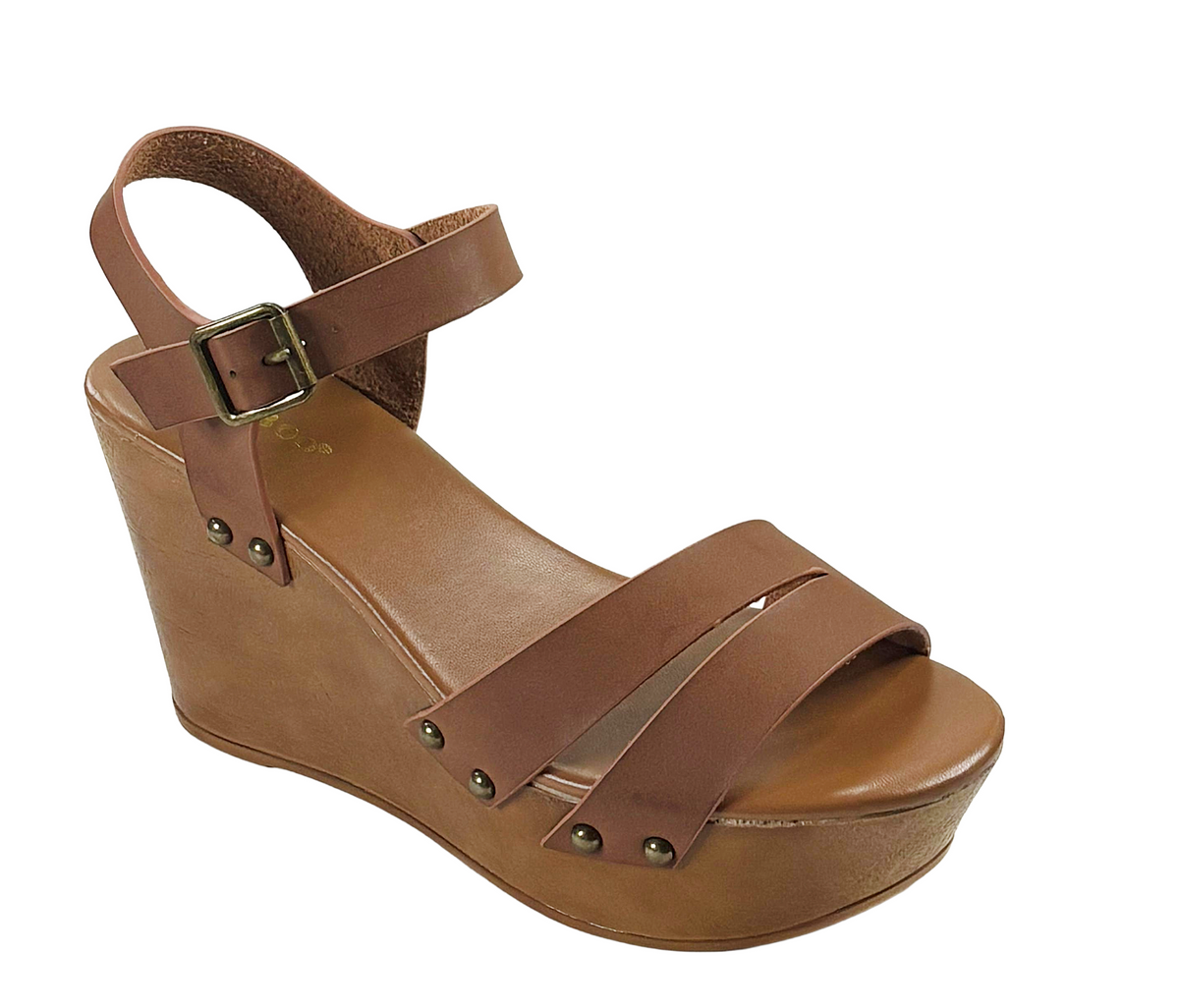 Bamboo Becca-07 Women’s Platform Wedge Sandals with Ankle Strap