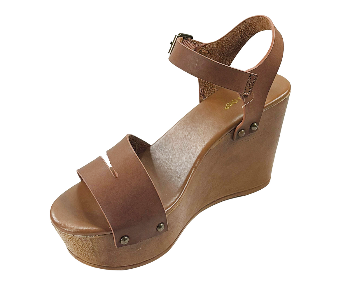 Bamboo Becca-07 Women’s Platform Wedge Sandals with Ankle Strap