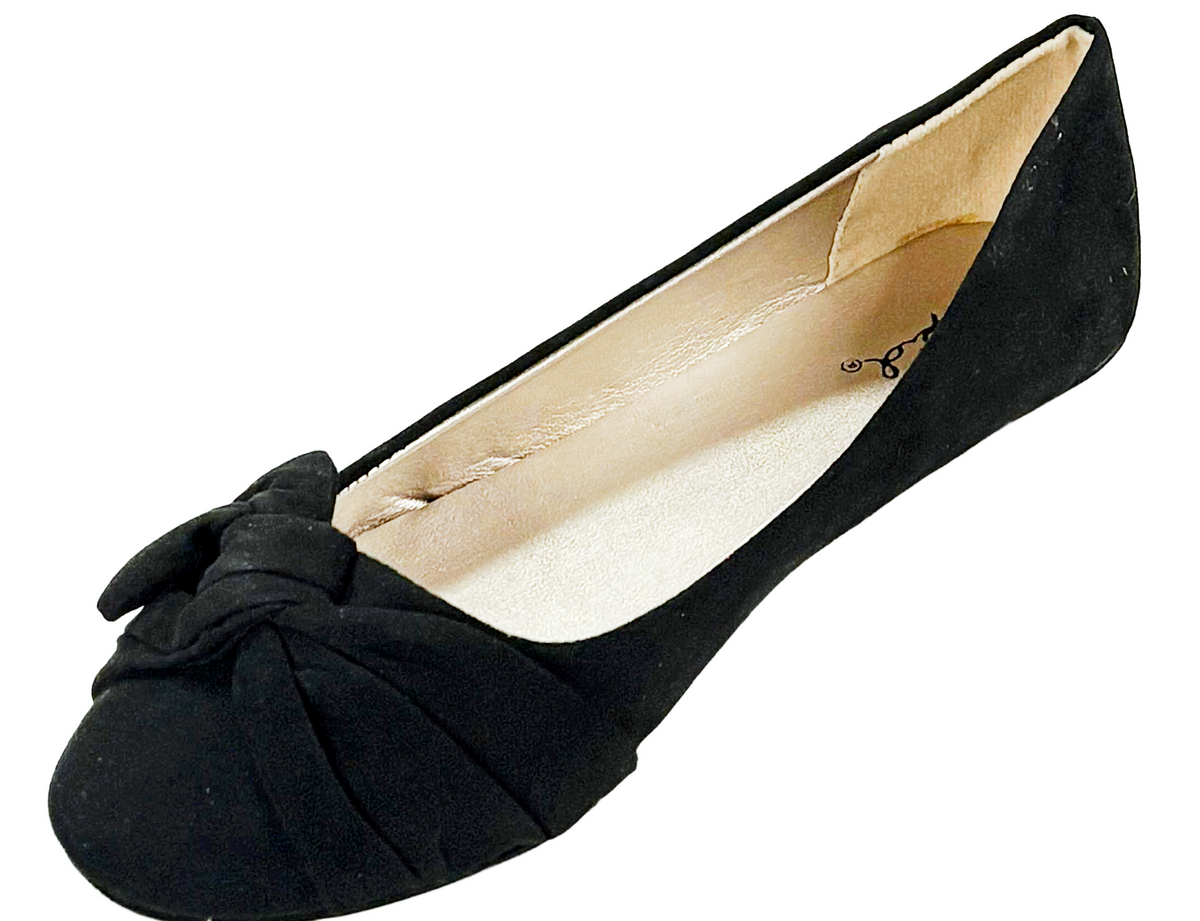 Qupid Bee-52 Women’s Ballet Flats Bow Accent Slip-On Shoes