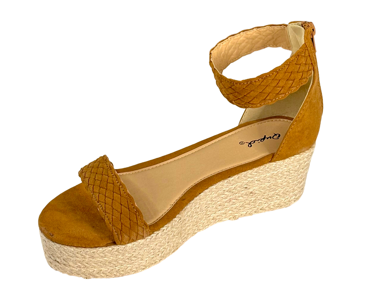 Qupid Benson-02 Women's Braided Strap Platform Wedge Sandal