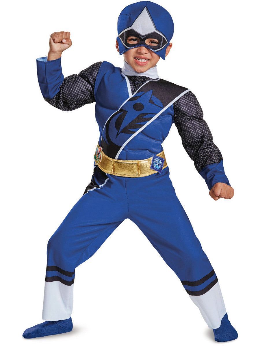 Power Rangers Ninja Steel Blue Toddler Muscle Costume New