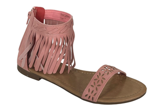 Adriana Cathy-8 Women Fringe Ankle Flat Sandal Cutout Strap