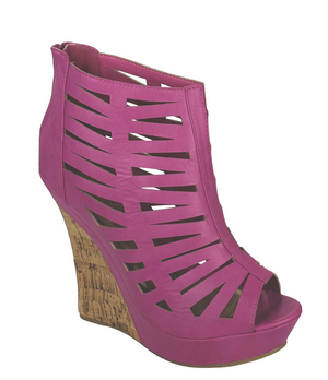 Adriana Celia-21 Women Cutout Wedge Bootie Peep Toe Platform