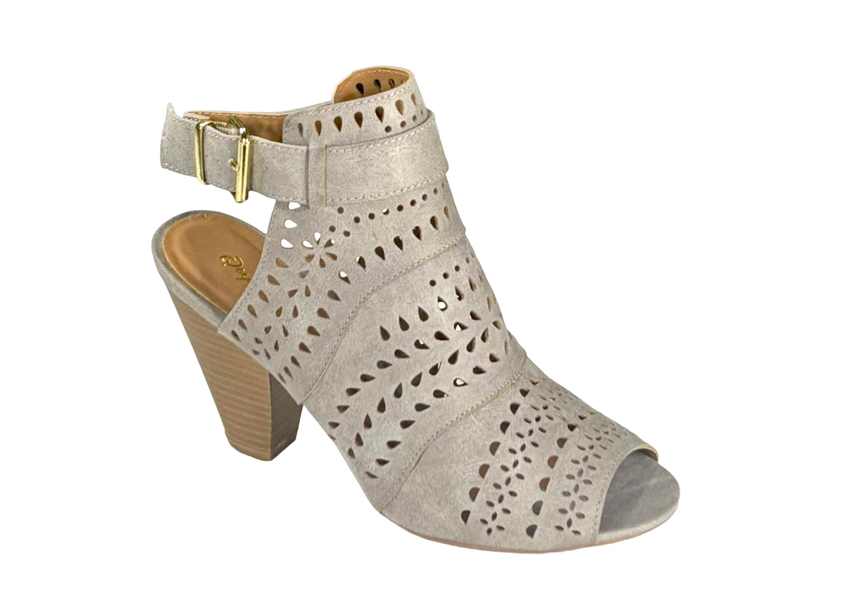 Qupid Chamber-17 Women's Cutout Peep Toe Heel Booties