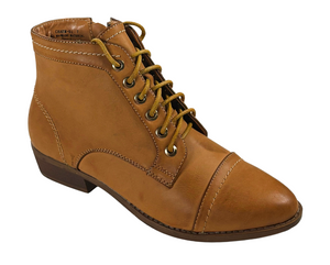 Bamboo Charm-01 Women’s Lace-Up Low Heel Booties