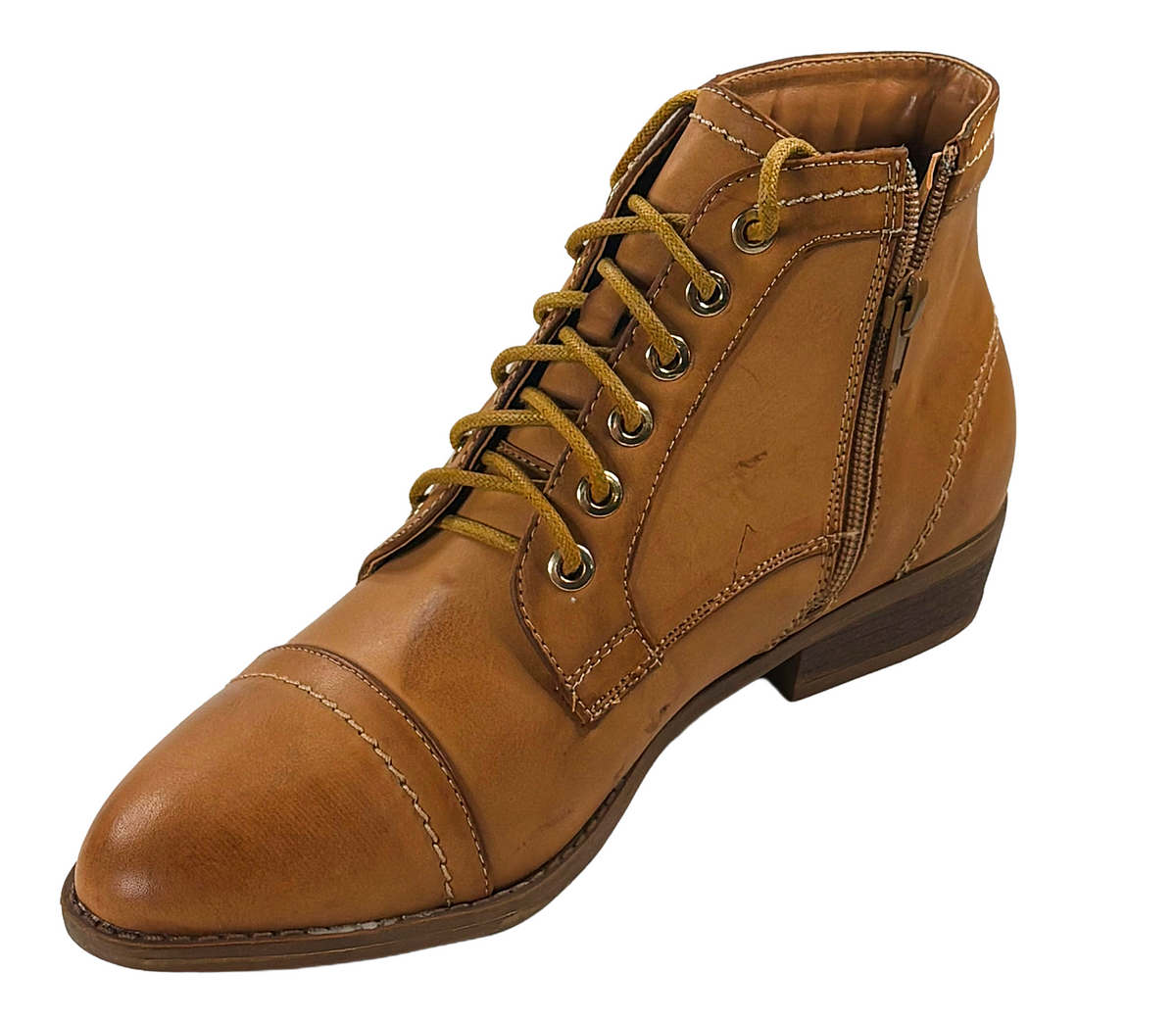 Bamboo Charm-01 Women’s Lace-Up Low Heel Booties