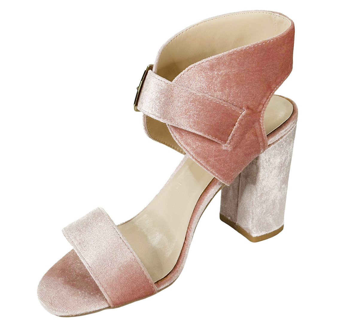 Qupid Chester-89 Velvet Buckle Strap Heels