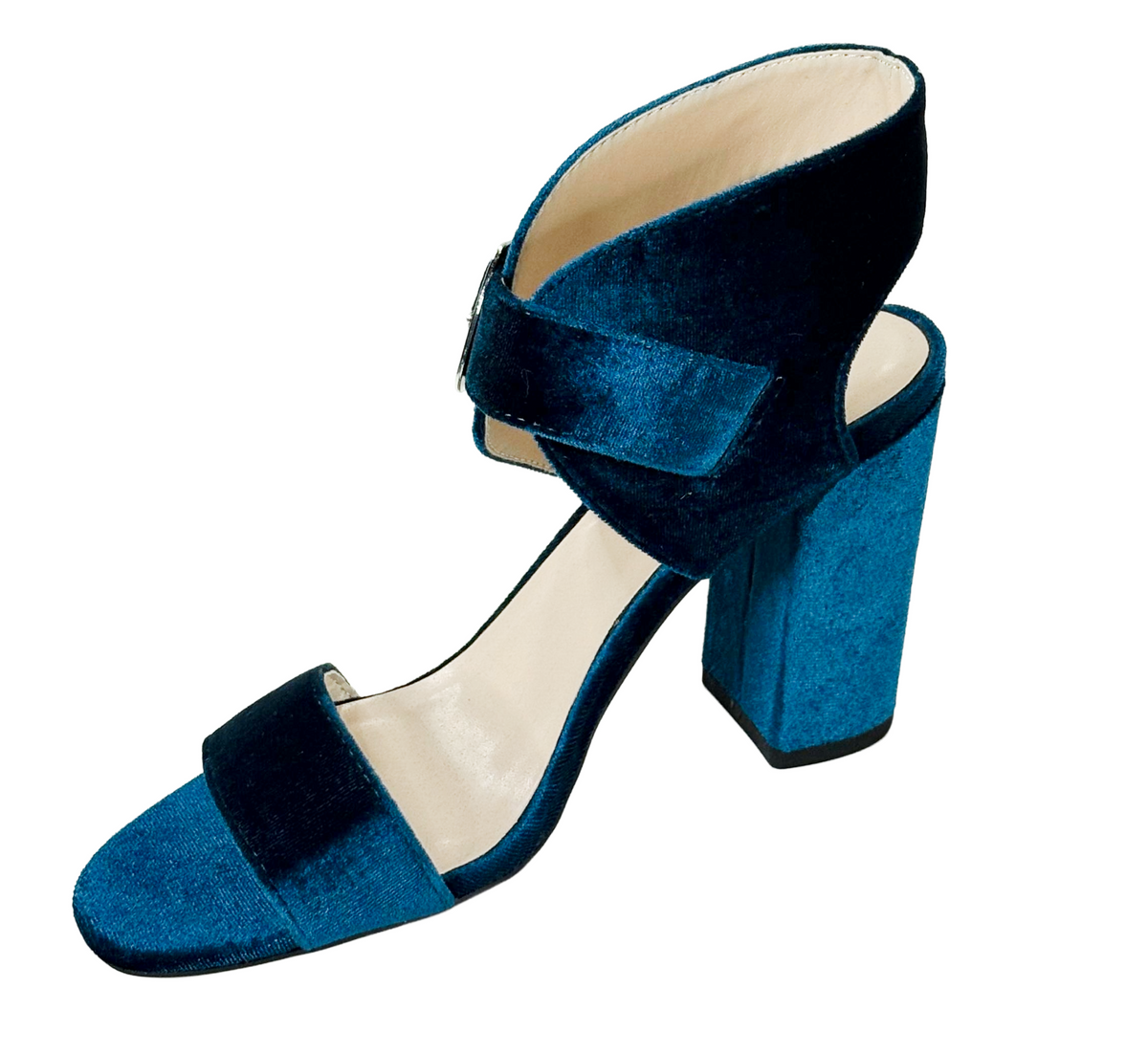 Qupid Chester-89 Velvet Buckle Strap Heels