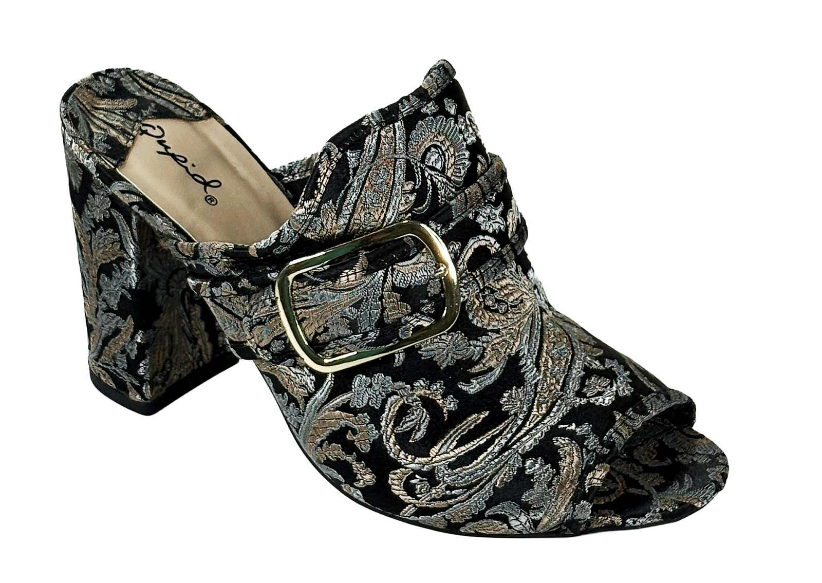 Qupid Chester-93 Brocade Buckle Mule