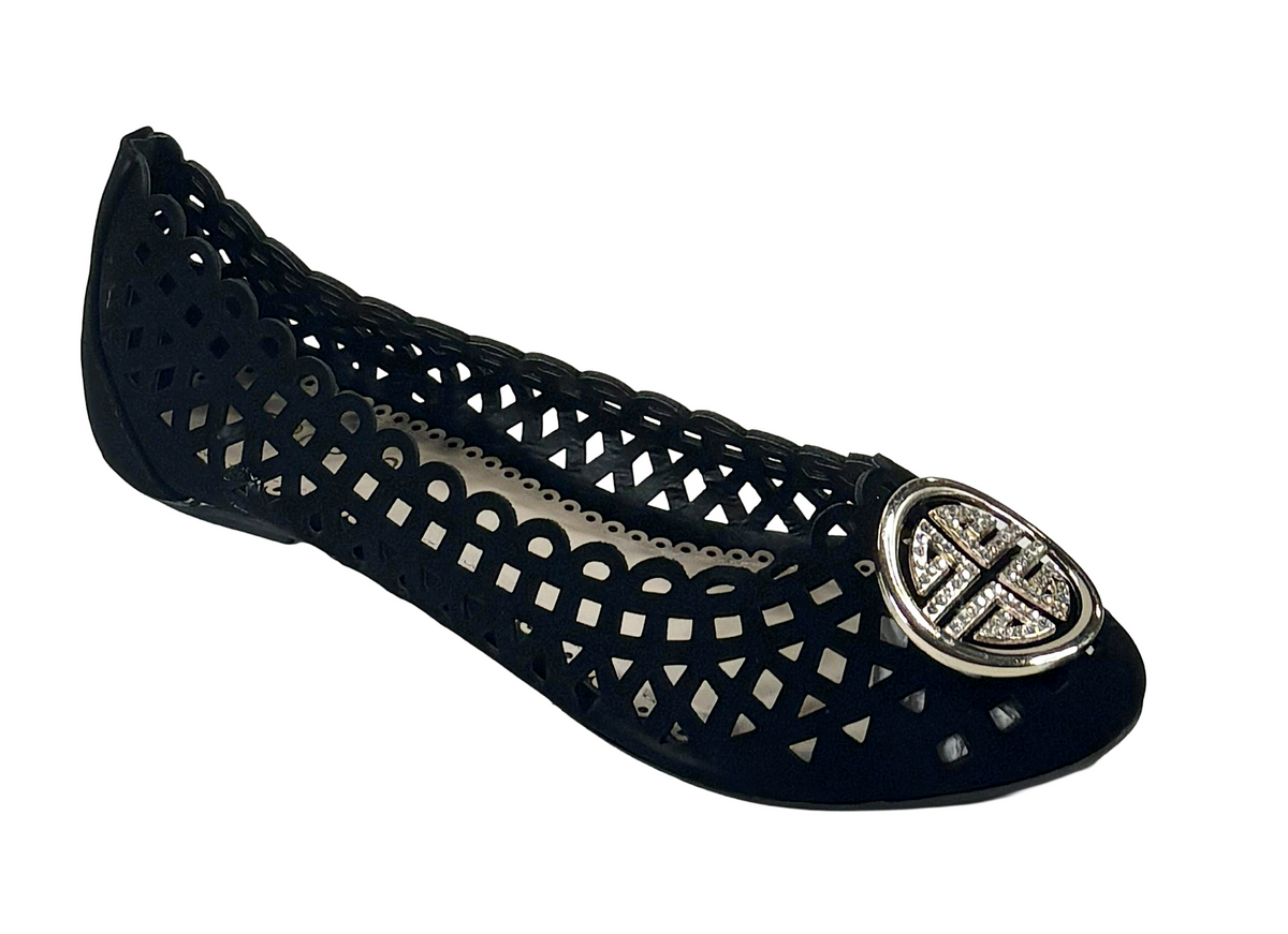 Bamboo Clore-25 Women’s Cutout Ballet Flats with Rhinestone Accent
